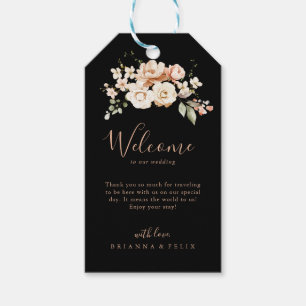 Black Formal Royal Floral Wedding Willkommen Geschenkanhänger