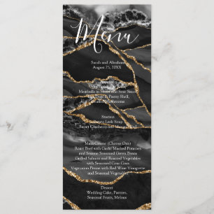 Black Forme Minimaliste Fancy Luxe Mariage Menu