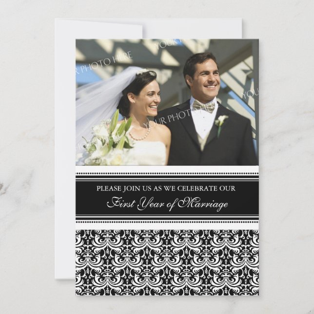 Black Foto 1. Jubiläum Party Einladung (Vorderseite)