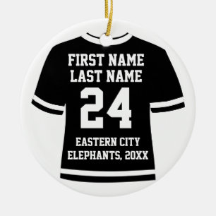 Black Foto Football Soccer Hockey Sports Jersey Keramik Ornament