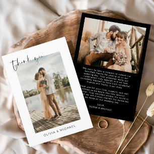 Black Foto Wedding Elegante Vielen Dank Karte