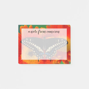 Black Frack Butterfly auf Gerberia Daisy Post-it Klebezettel