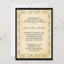 Black Frame Golden Wedding Jubiläumsfeier Einladung