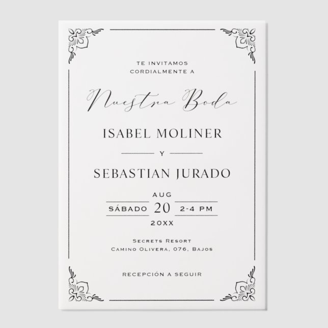 Black Frame Motif Nuestra Boda Spanische Hochzeit (Vorderseite)