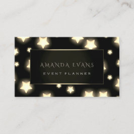 Black Frame Stars Gold Spark Sepia Visitenkarte