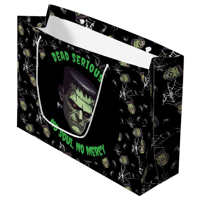 🖤 Black Frankenstein Halloween Sac cadeau 💀 🎃 (Devant Angle)