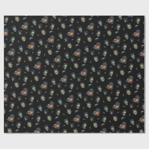 🖤 Black Frankenstein Wrapping Paper 💀 🎃 Geschenkpapier
