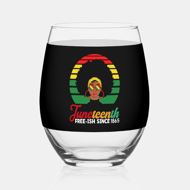 Black Freedom Free Ish seit 1865 19. Weinglas Ohne Stiel (Vorderseite)