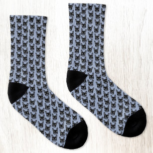 Black French Bulldog Blue Socken