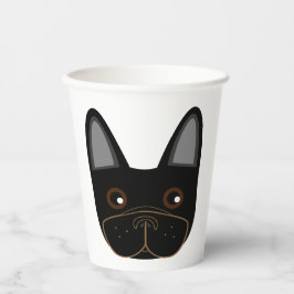 Black French Bulldog Face Pappbecher