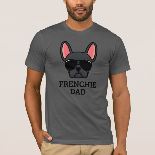 Black French Bulldog Frenchie Dog Vater T - Shirt (Vorderseite)