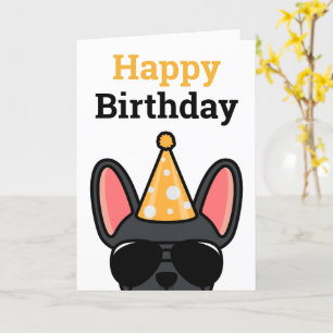 Black French Bulldog Happy Birthday Card Karte
