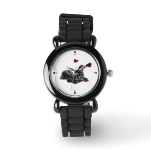 Black French Bulldog Ladybug Armbanduhr