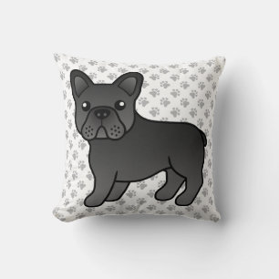 Black French Bulldog Niedlicher Cartoon Dog Kissen
