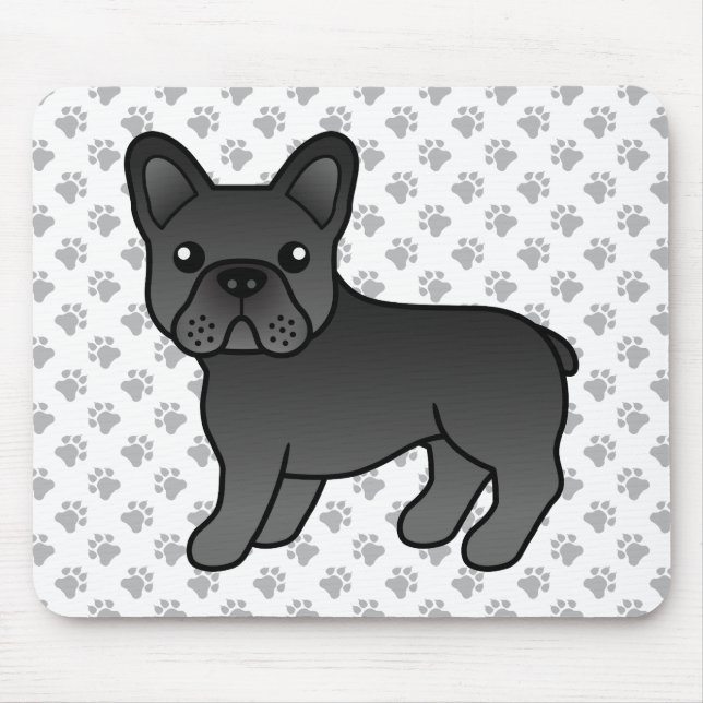 Black French Bulldog Niedlicher Cartoon Dog Mousepad (Vorne)