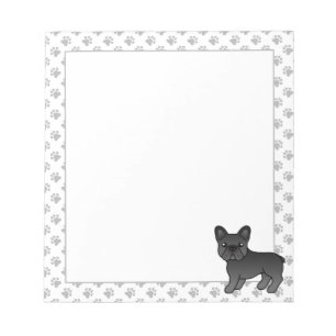 Black French Bulldog Niedlicher Cartoon Dog Notizblock