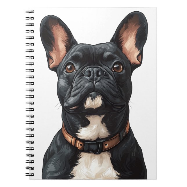 Black French Bulldog-Notebook Notizblock (Vorderseite)