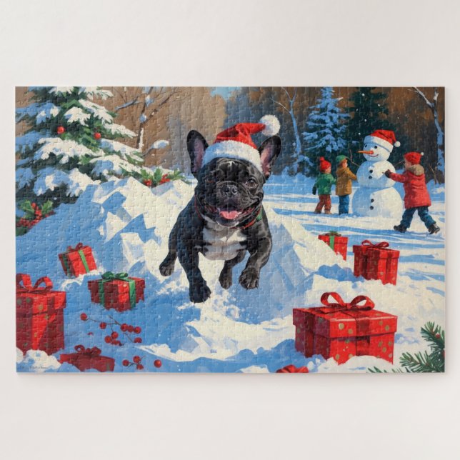 Black French Bulldog Weihnachten Weihnachtsfest Sc (Horizontal)