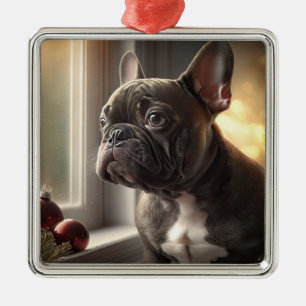 Black Frenchie Weihnachten Ornament Aus Metall