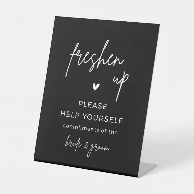 Black Freshen Up Compliments Wedding Basket Sockelschild (Vorderseite)