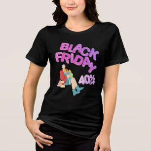 Black Friday Angebot Fettes schwarzes Damen-T-Sh Tri-Blend Shirt