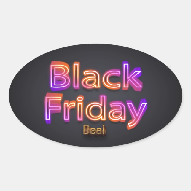 Black Friday Deal (Neon/Gold) Ovaler Aufkleber (Vorderseite)