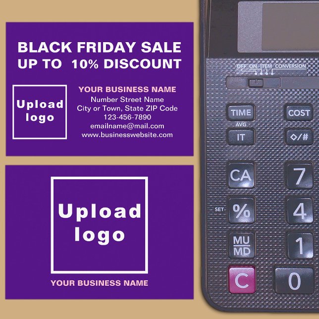 Black Friday Sale mit Lila Einschließkarte Begleitkarte (Front and back of the enclosure card)