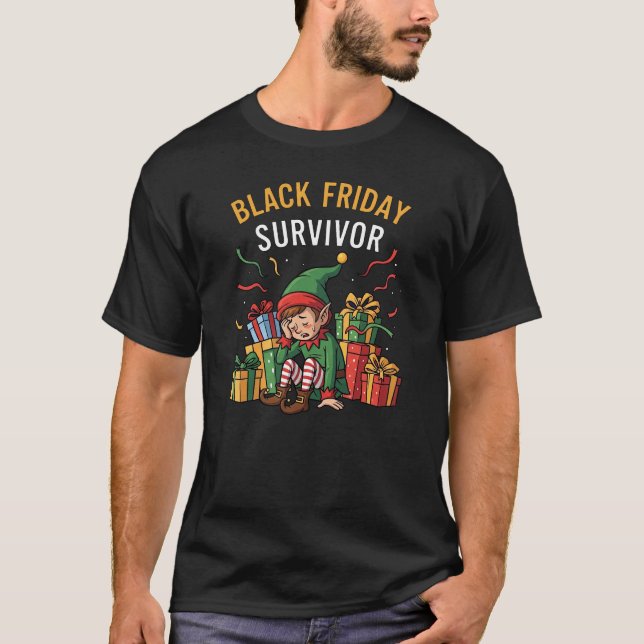 Black Friday Überlebender – Lustiger Weihnachtskäu T-Shirt (Vorderseite)