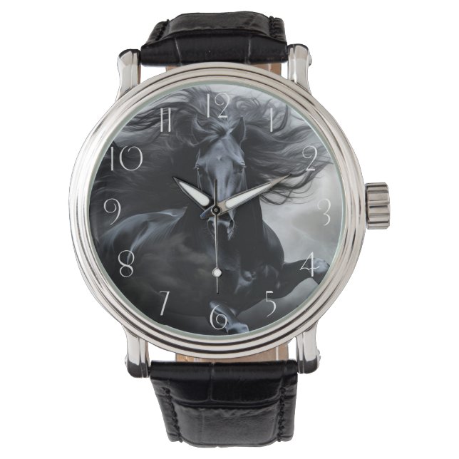 Black Friesian Horse Armbanduhr (Vorderseite)