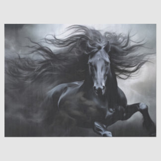 Black Friesian Horse Decoupage Seidenpapier