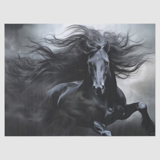 Black Friesian Horse Decoupage Seidenpapier (Vorderseite)