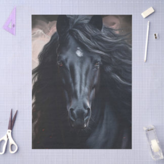 Black Friesian Horse Decoupage Seidenpapier