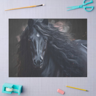 Black Friesian Horse Decoupage Seidenpapier