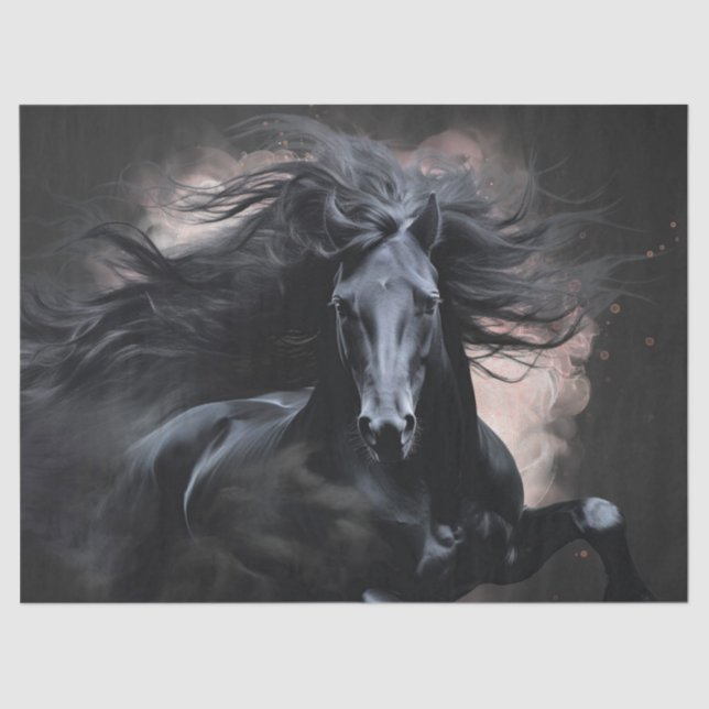 Black Friesian Horse Decoupage Seidenpapier (Vorderseite)