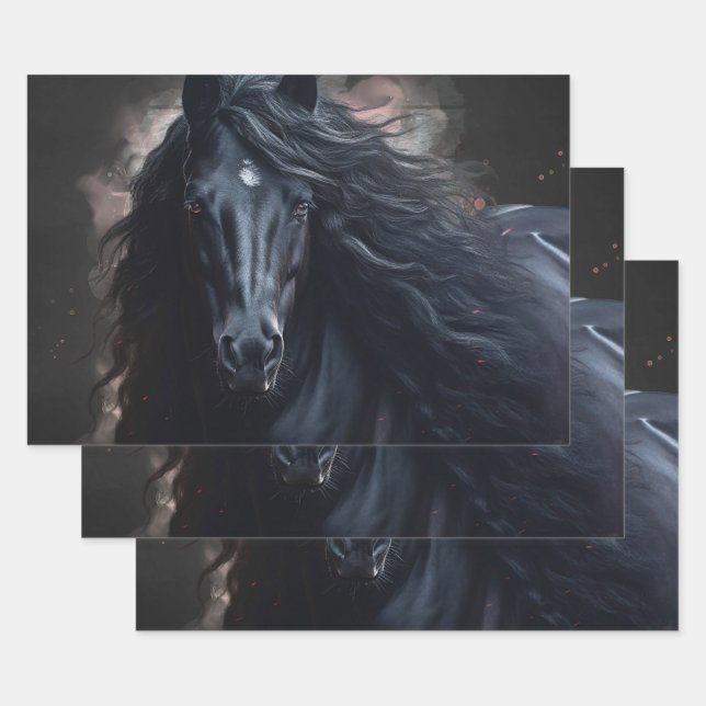Black Friesian Horse Geschenkpapier Set (Set)