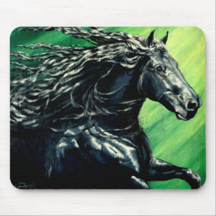 Black Friesian Stalliion Mousepad