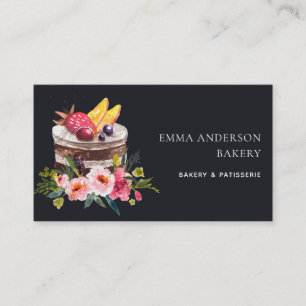 BLACK FRUIT FLORAL CAKE PATISSERIE CUPCAKE BAKERIE VISITENKARTE