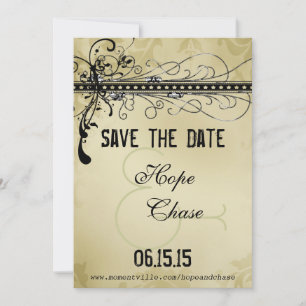 Black Funky Elegant Wirbel Hochzeitssache speicher Save The Date