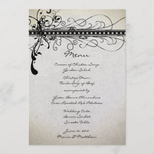 Black Funky Rustic Country Elégant Menu Mariage