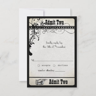Black Funky Textured Wirbel Wedding Response Cards Einladung