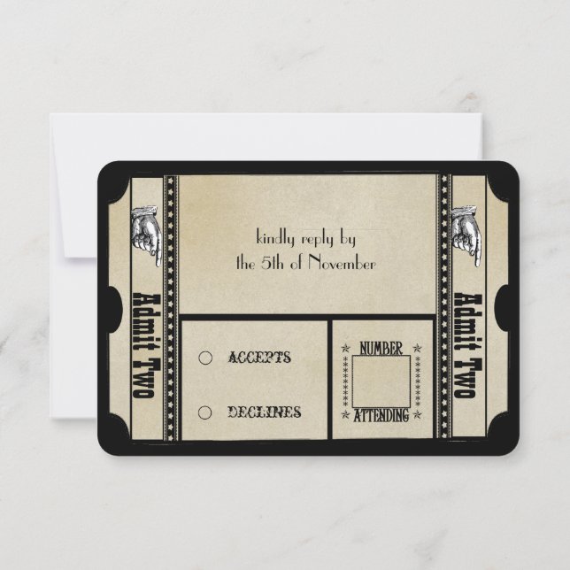 Black Funky Textured Wirbel Wedding Response Cards RSVP Karte (Rückseite)
