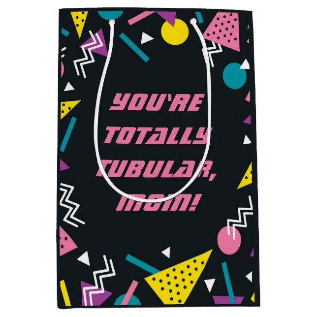 Black Funny 80er Slang Mütter Day Medium Geschenkt Mittlere Geschenktüte (Vorderseite)