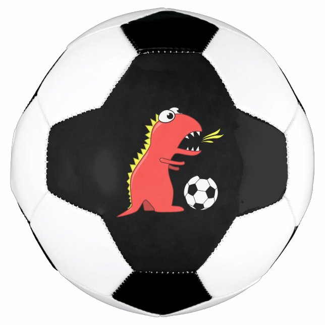 Black Funny Cartoon Dinosaur Soccer Fußball (Vorderseite)