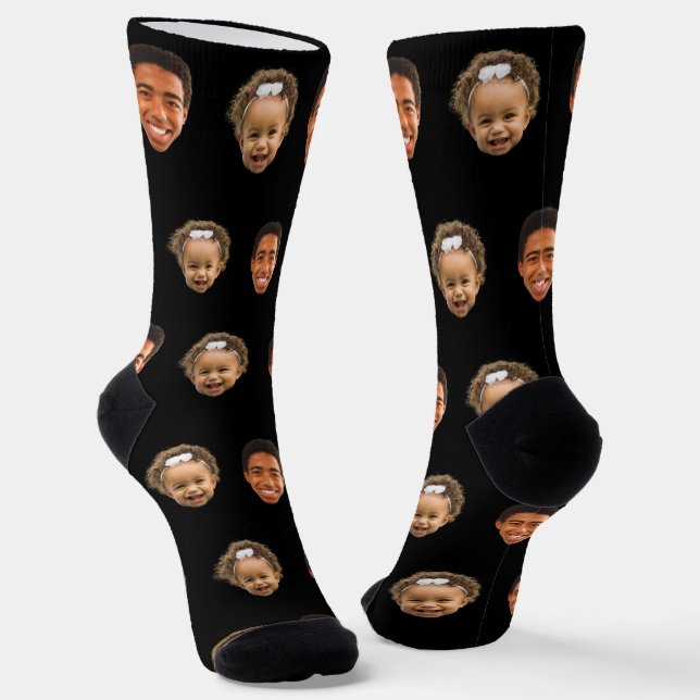 Black Funny Custom 2 Face Foto Mama Socken (Gewinkelt)