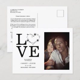 Black Funny Floral Love Heart Custom photo Couple Ankündigungspostkarte