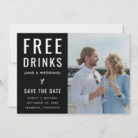 Black Funny Free Drinks Foto Qr Code Hochzeit
