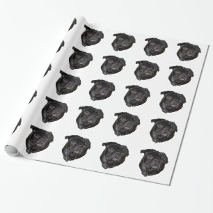 Black Funny Mops Geschenkpapier