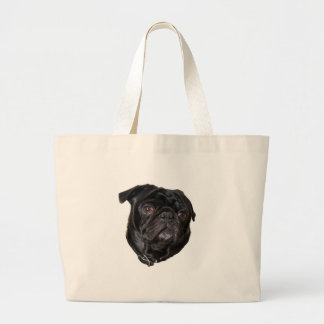 Black Funny Mops Jumbo Stoffbeutel