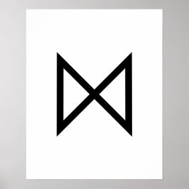 Black Geometric Dagaz (Day) Wikingrune Poster