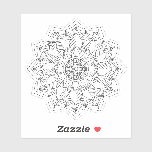 Black Geometric Floral Mandala v1 Aufkleber (Blatt)